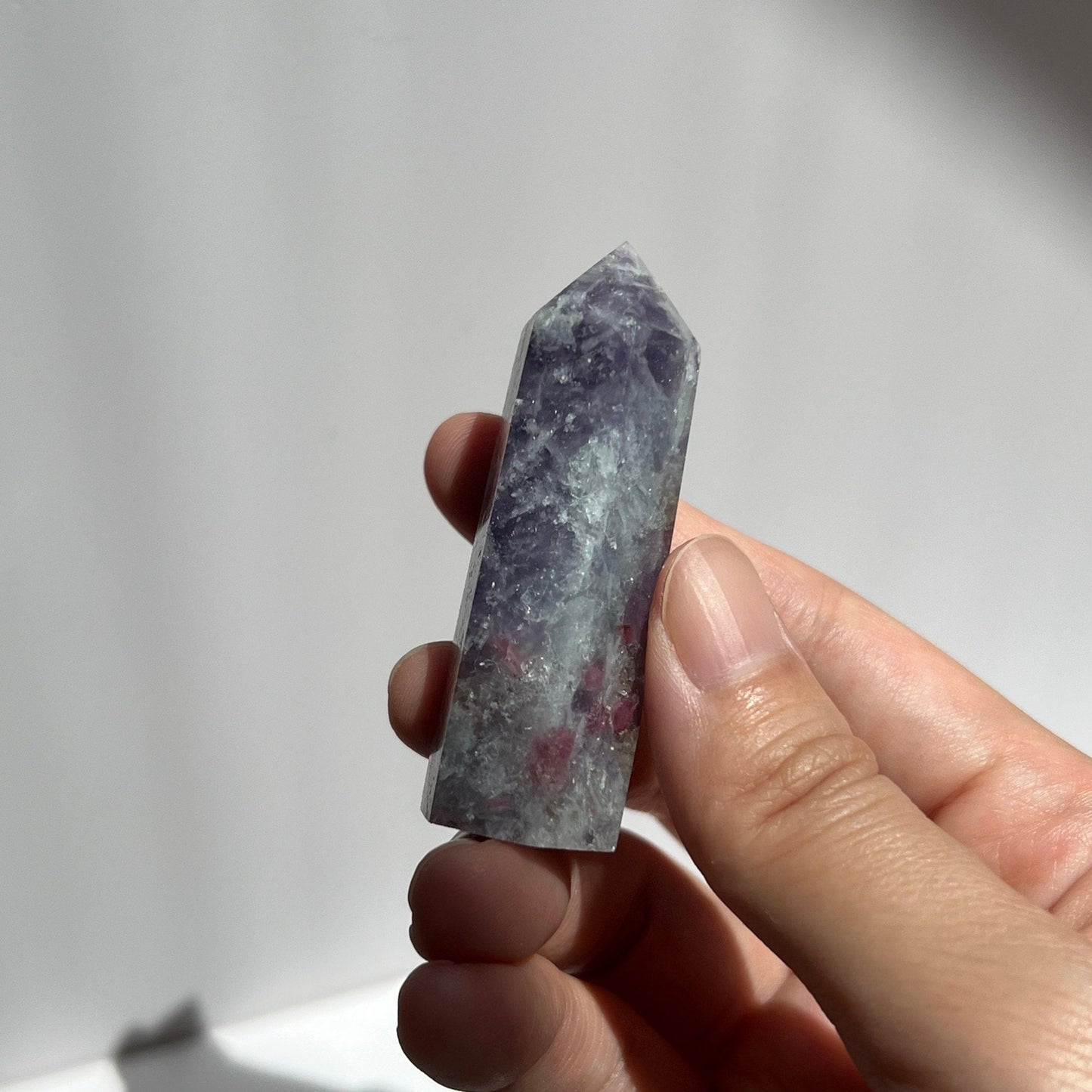 Purple Unicorn Stone Smoky Pegmatite Lepidolite Baby Tower